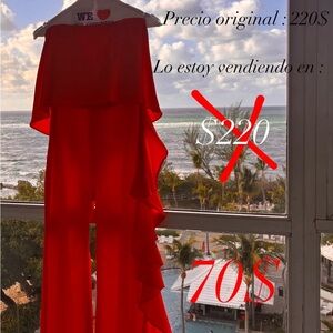Elegant Red Ruffled Jumpsuit